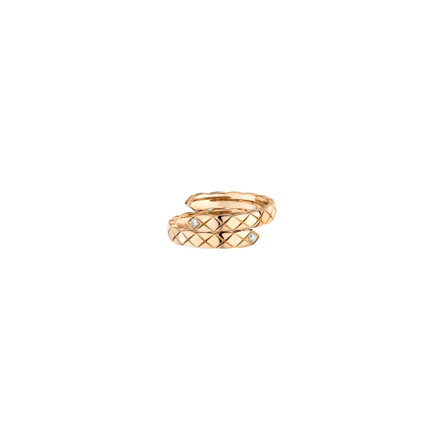 Vertical 18K Beige Gold Coco Crush Toi Et Moi Quilted Diamond Small Ring