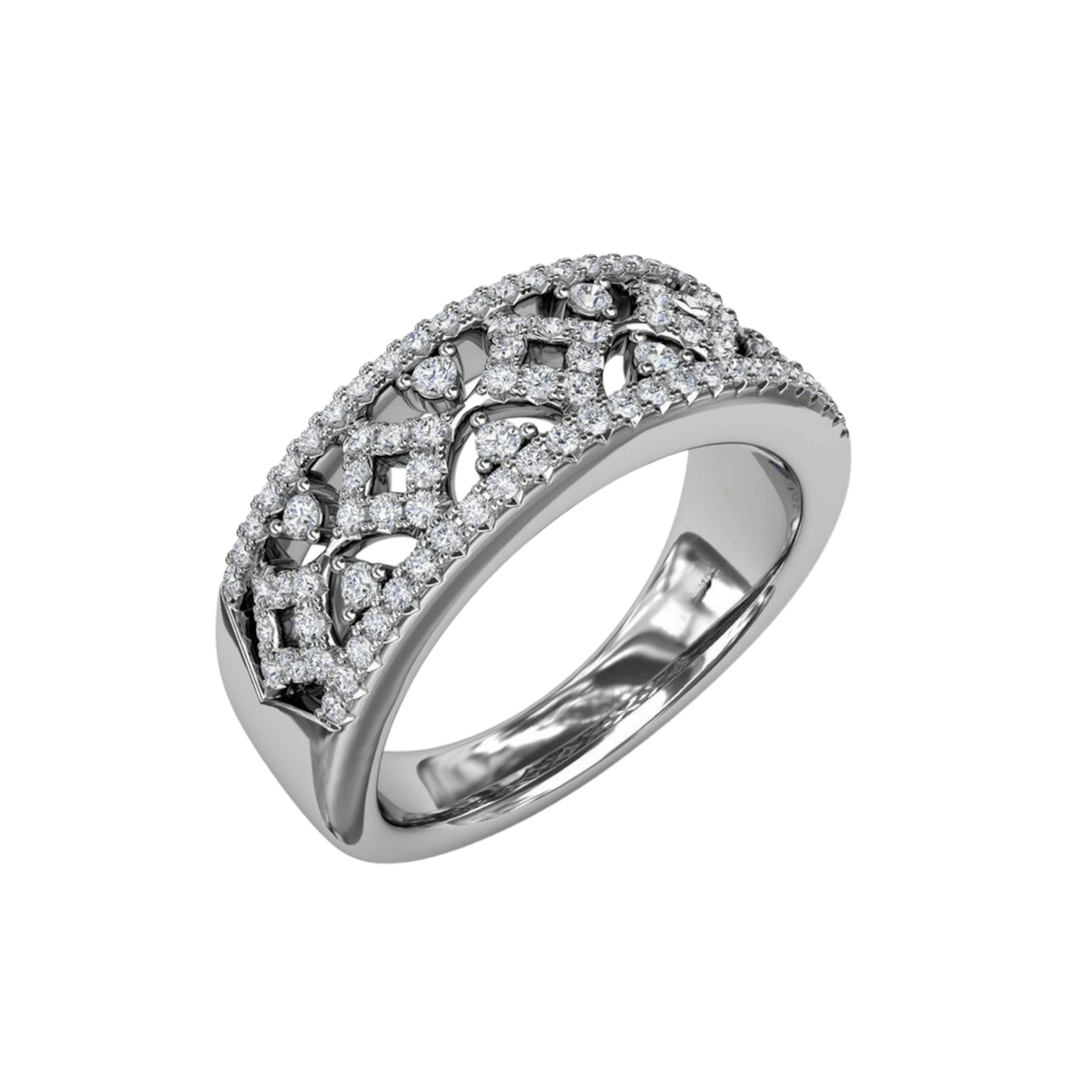 Vertical Geometric Pave Diamond Band R2002