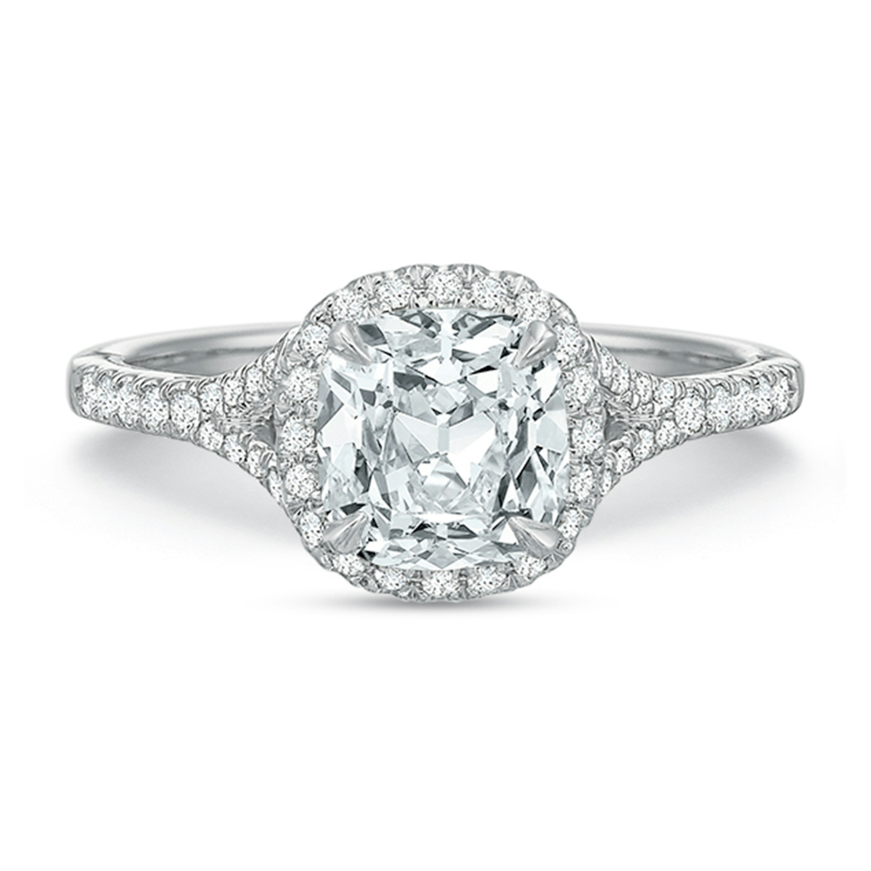 Vertical White Gold Halo Semi-Mount Engagement Ring