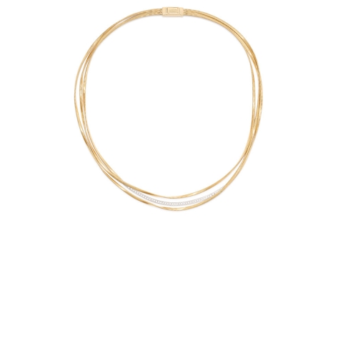 Vertical 18K Yellow Gold Marrakech Diamond Hand Twisted Necklace