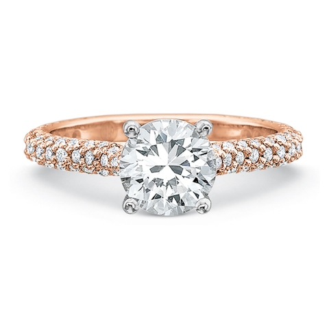 Vertical Rose Gold Pave Diamond Semi-Mount Engagement Ring