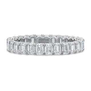 Vertical White Gold Emerald Diamond Eternity Band