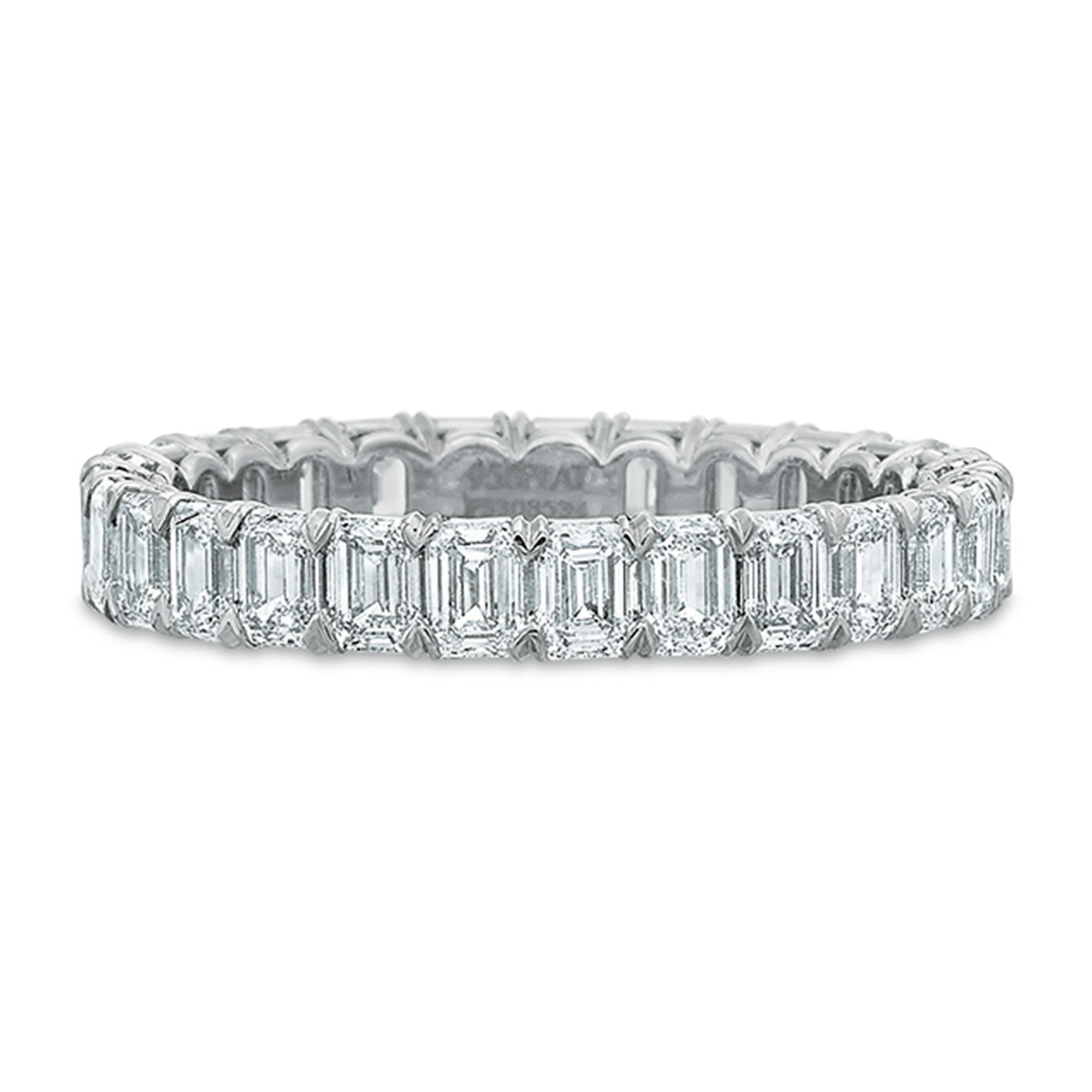 Vertical White Gold Emerald Diamond Eternity Band
