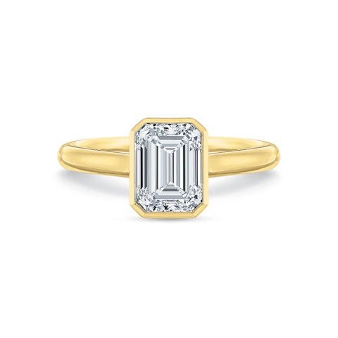 Vertical Yellow Gold Diamond Bezel Semi-Mount Engagement Ring