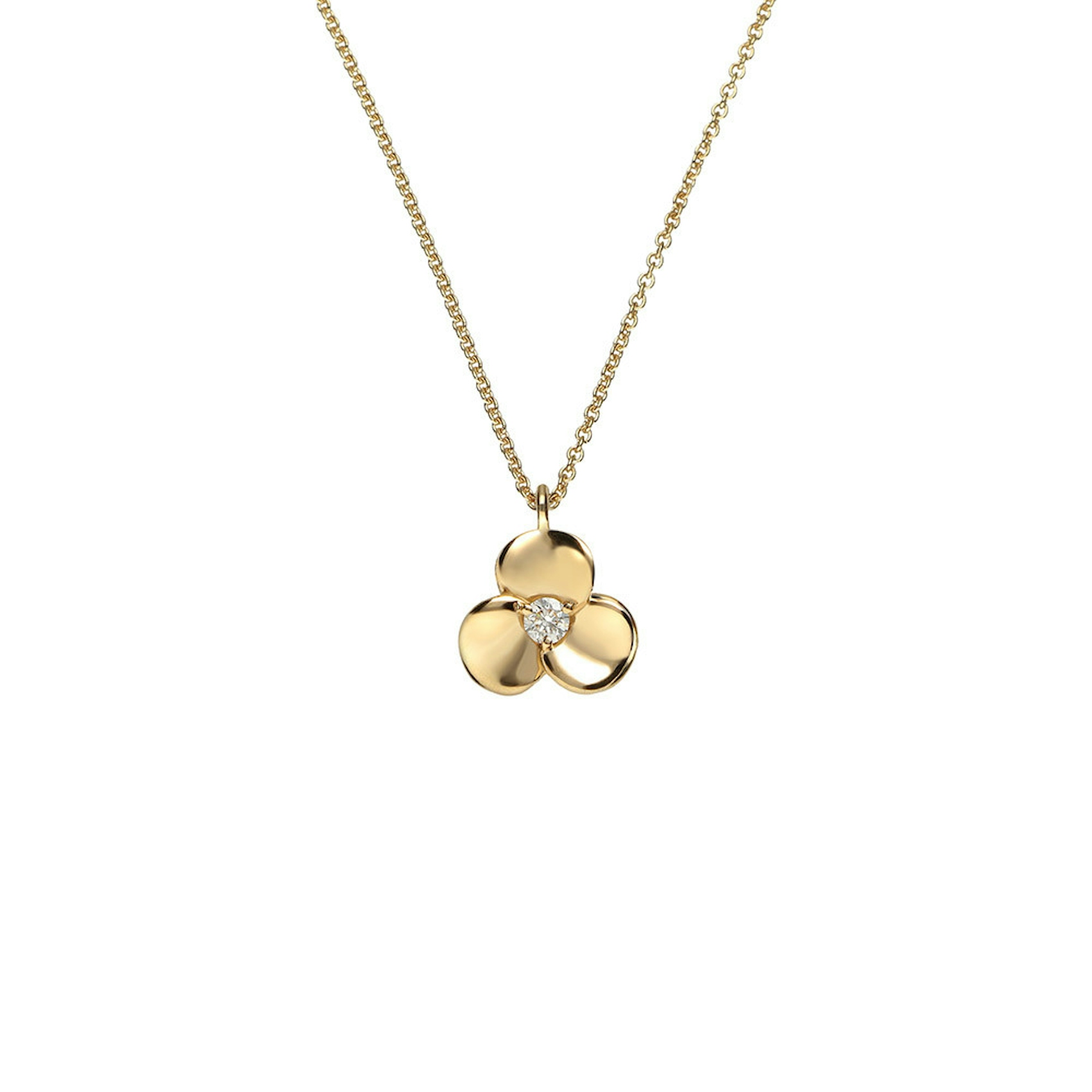 Vertical 18K Yellow Gold Diamond Flower Necklace