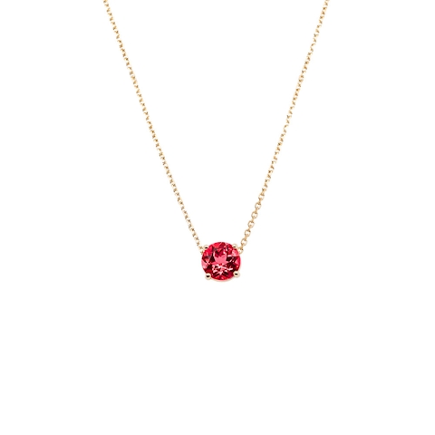 Vertical 14K Yellow Gold Birthstone Ruby July Necklace
