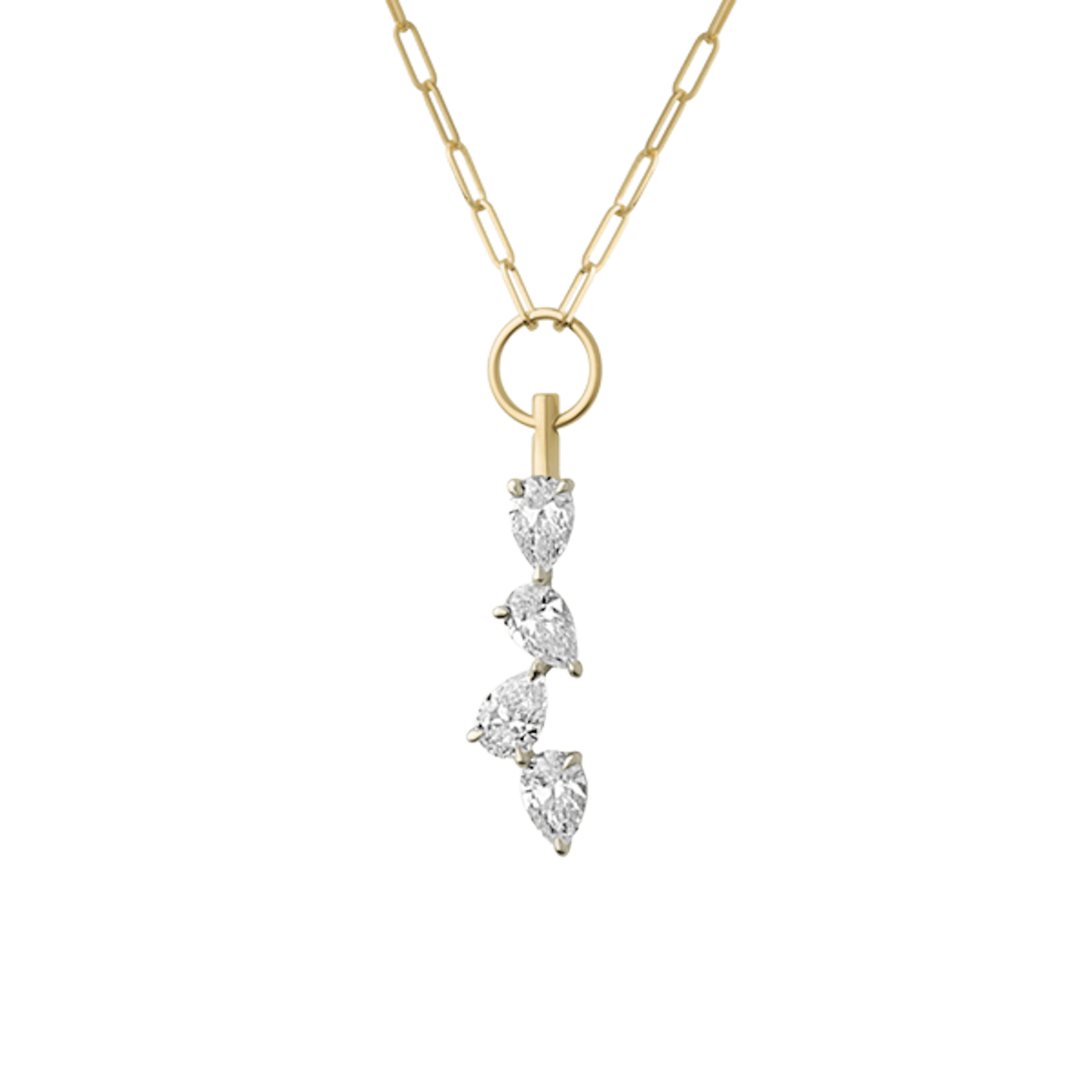 Vertical Pear Diamond Drop Necklace