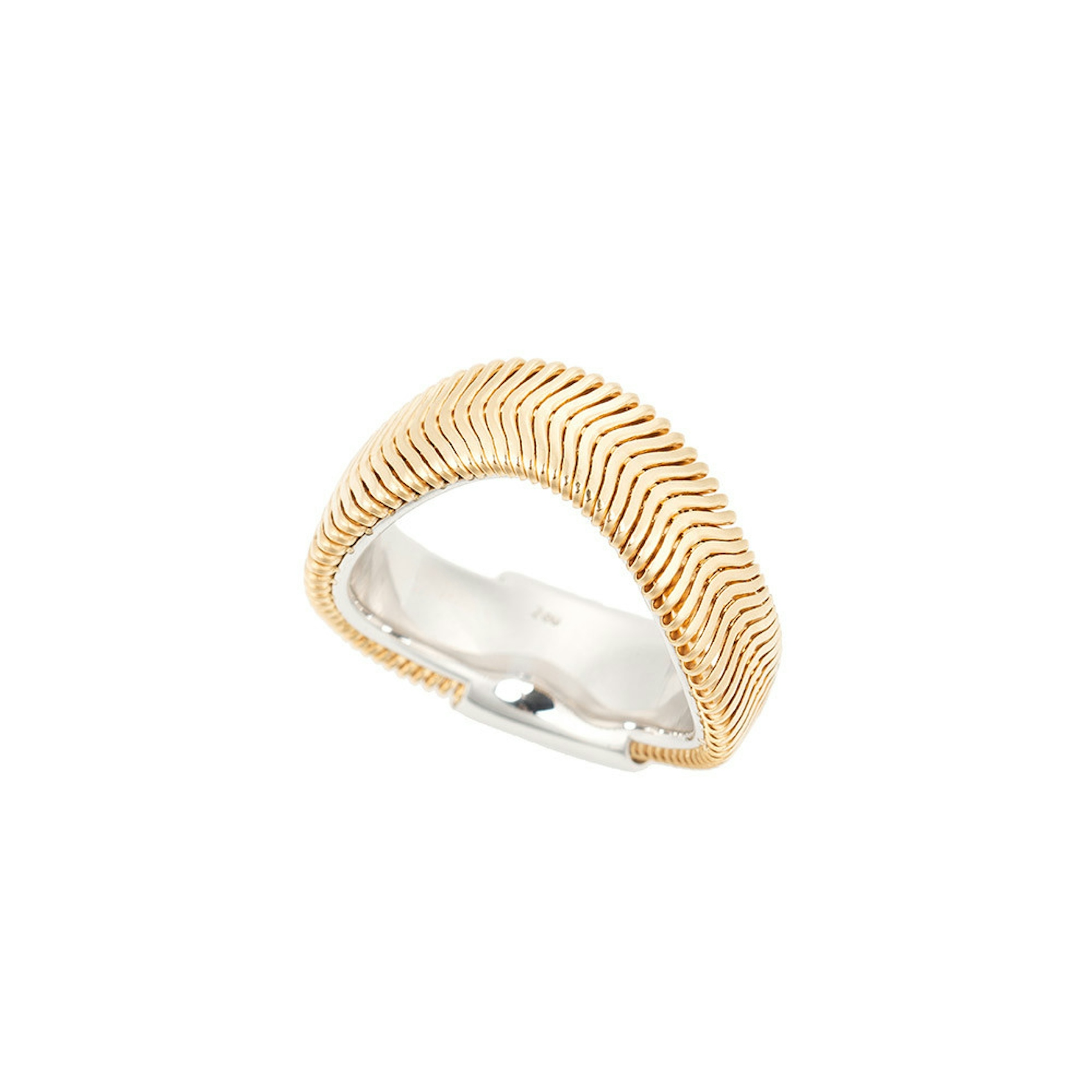 Vertical 18K Yellow Gold Feelings Wide Band Ring