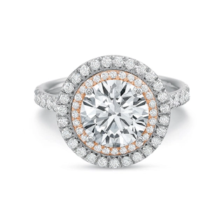 Vertical White & Rose Gold Halo Semi-Mount Engagement Ring