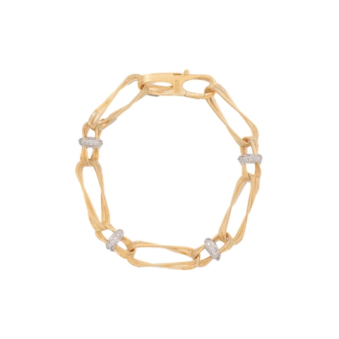 Vertical 18K Yellow Gold Marrakech Onde Diamond Twisted Link Bracelet