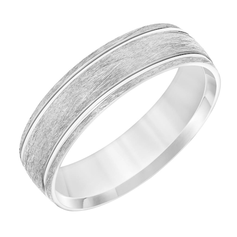 Vertical Platinum Low Dome Roll Edge Carved Band