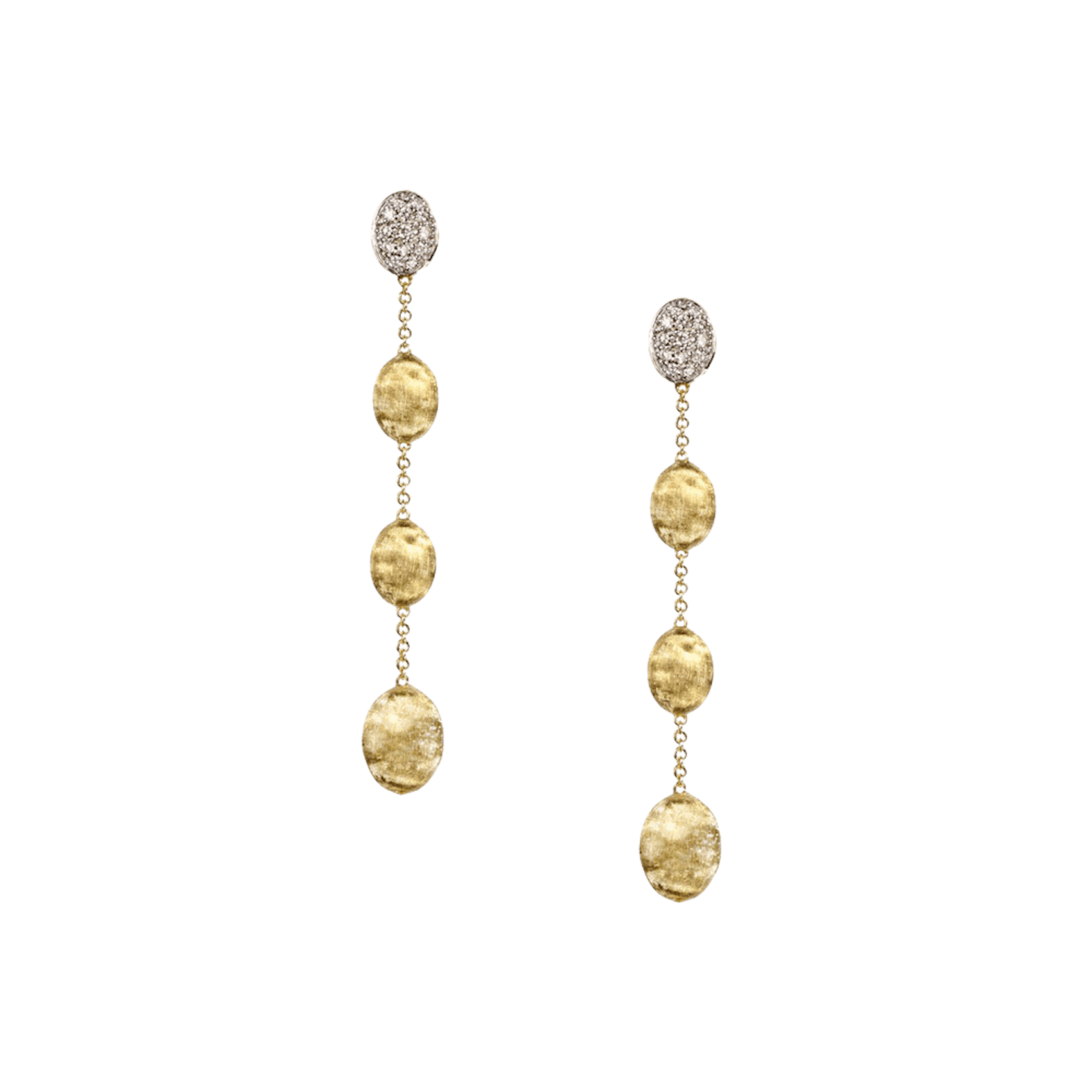 Vertical 18K Yellow Gold & Diamond Pave Four Drop Earrings