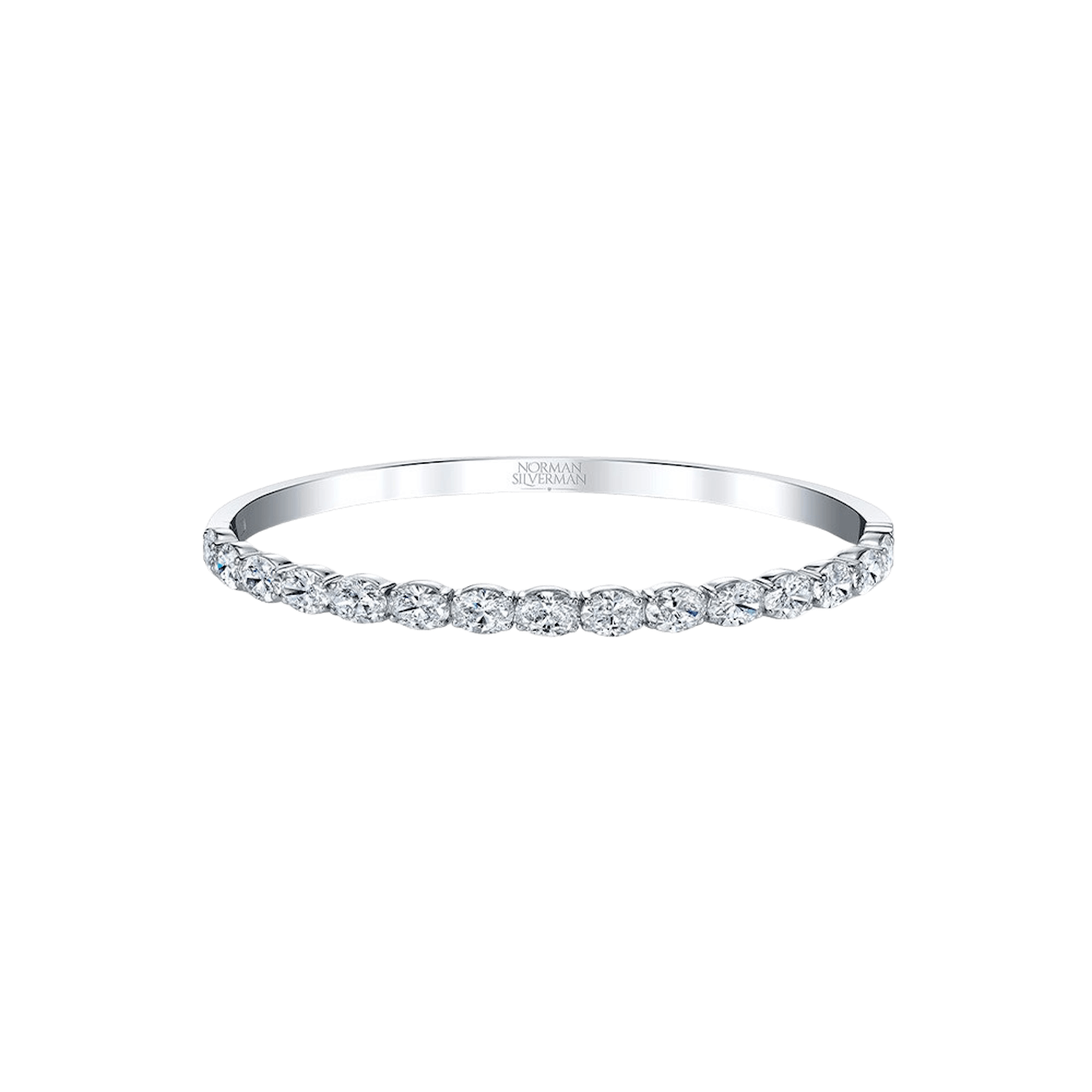 Vertical 18K White Gold East-West Oval Diamond Bracelet