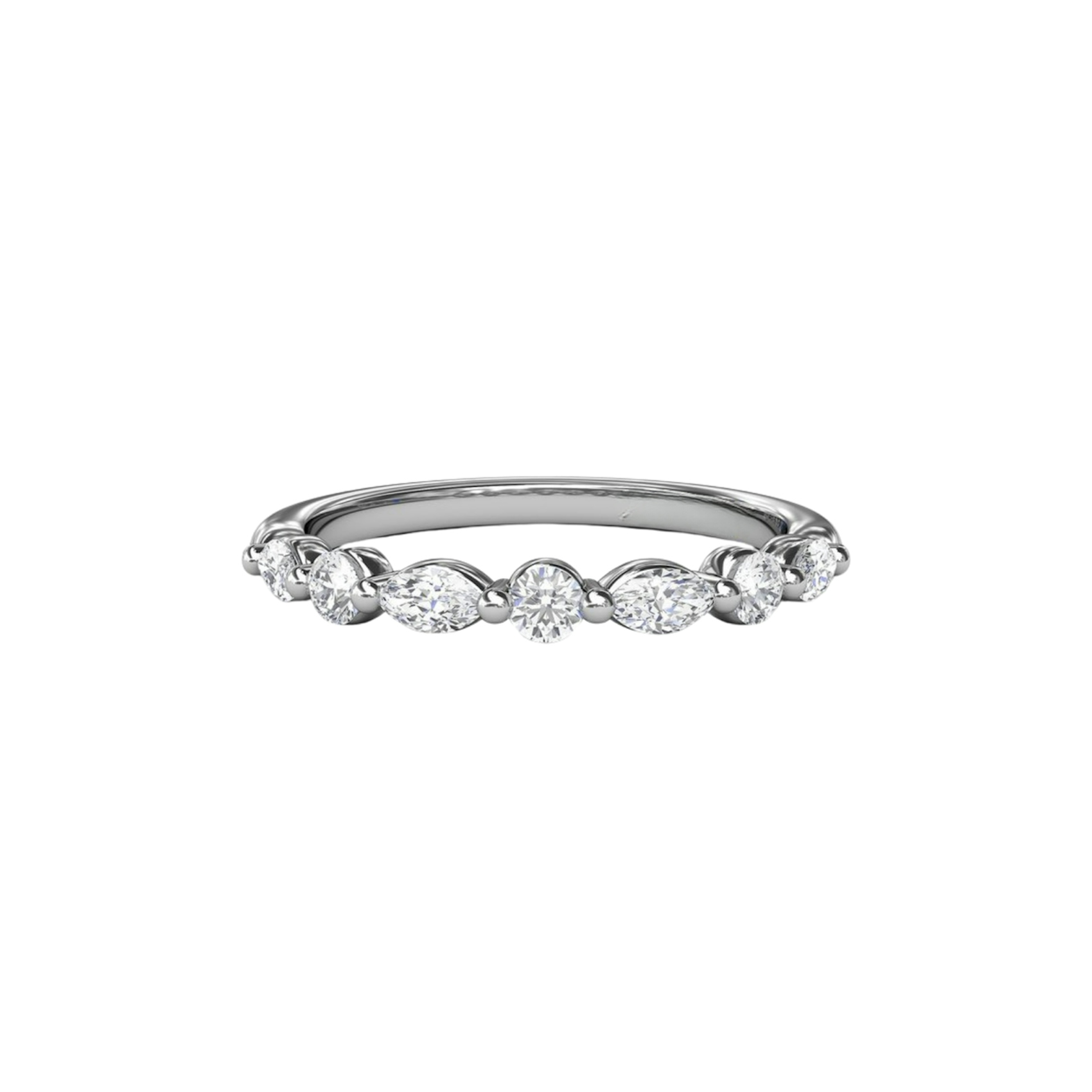 Vertical The 1916 Company Collection Alternating Round and Marquise Diamond Wedding Band W4079