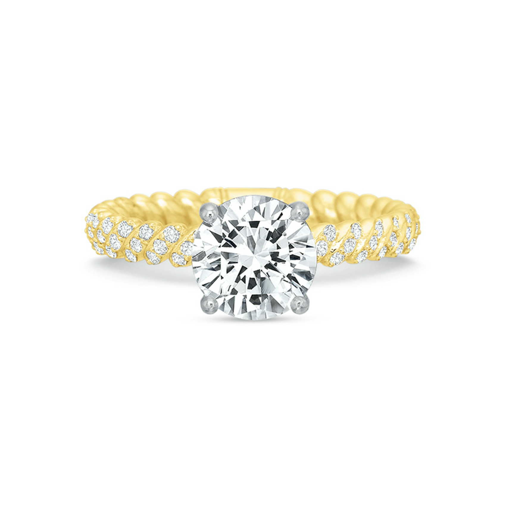 Vertical Yellow Gold Diamond Semi-Mount Engagement Ring