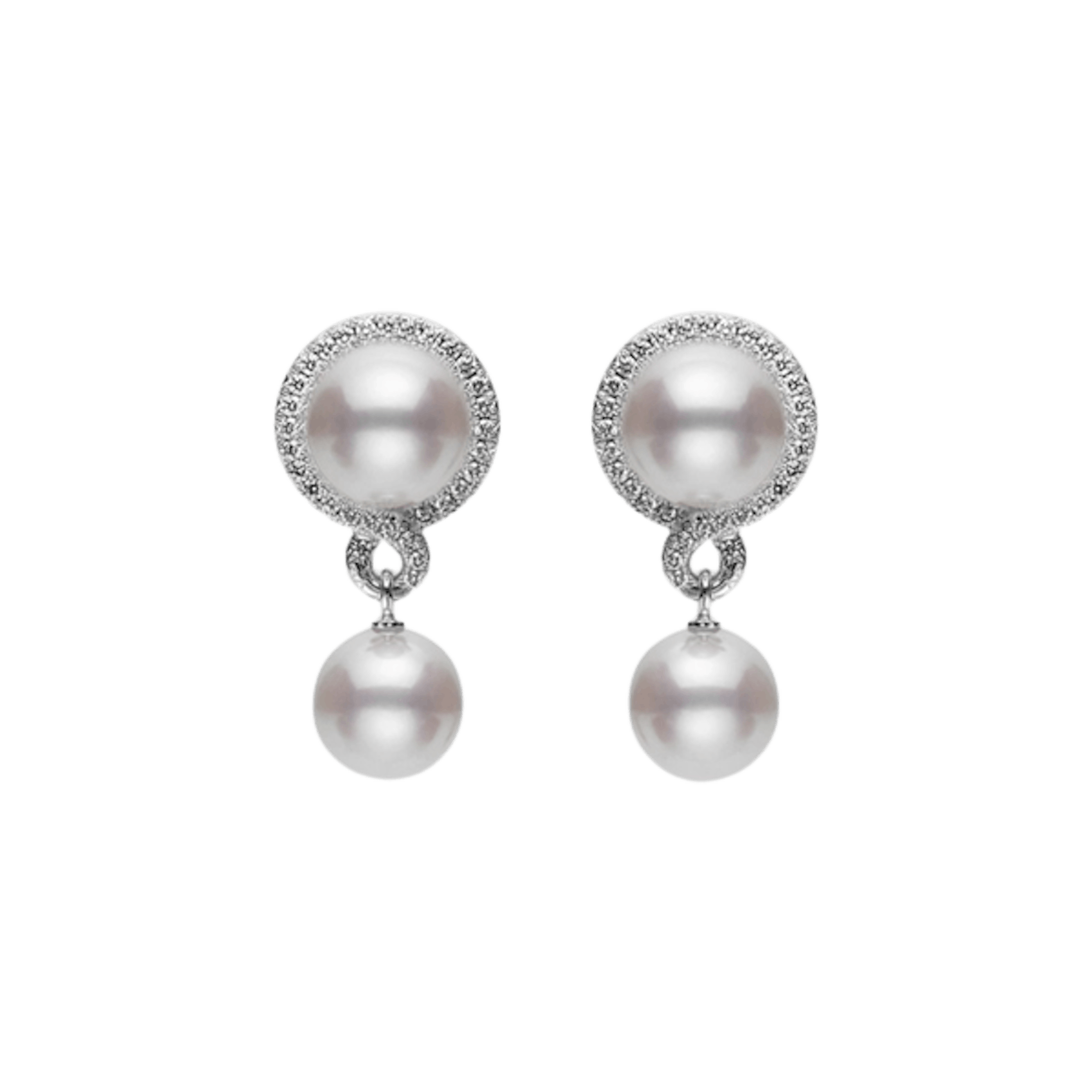 Vertical Petit Soleil Akoya Pearl & Diamond Earrings