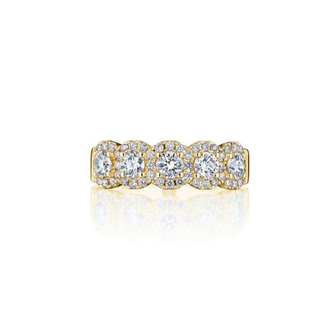 Vertical 18K Yellow Gold Diamond Halo Band