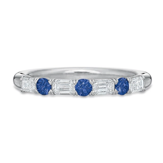 Vertical White Gold Sapphire And Diamond Band