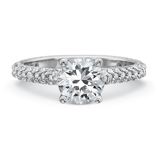 Vertical White Gold Pave Diamond Semi-Mount Engagement Ring
