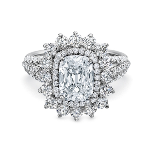 Vertical White Gold Halo Semi-Mount Engagement Ring