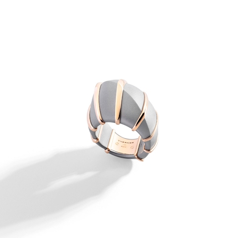 Vertical 18K Rose Gold/Aluminum Adris Ring