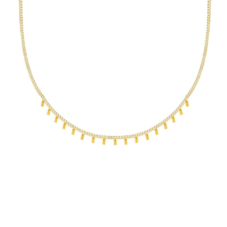 Vertical 14K Yellow Gold Adjustable 5 Tab Dangle Necklace