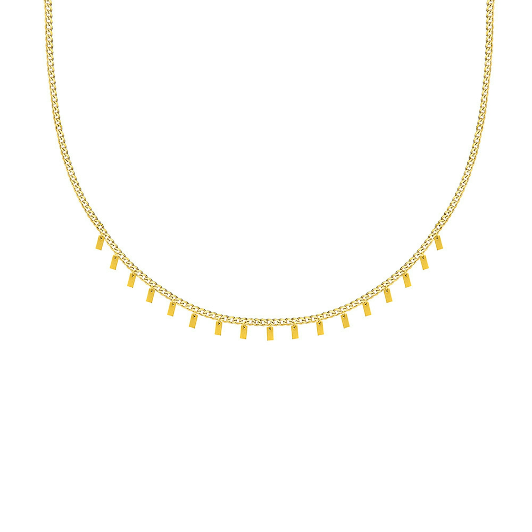 Vertical 14Kt Yellow Gold 5 Tab Dangle Necklace