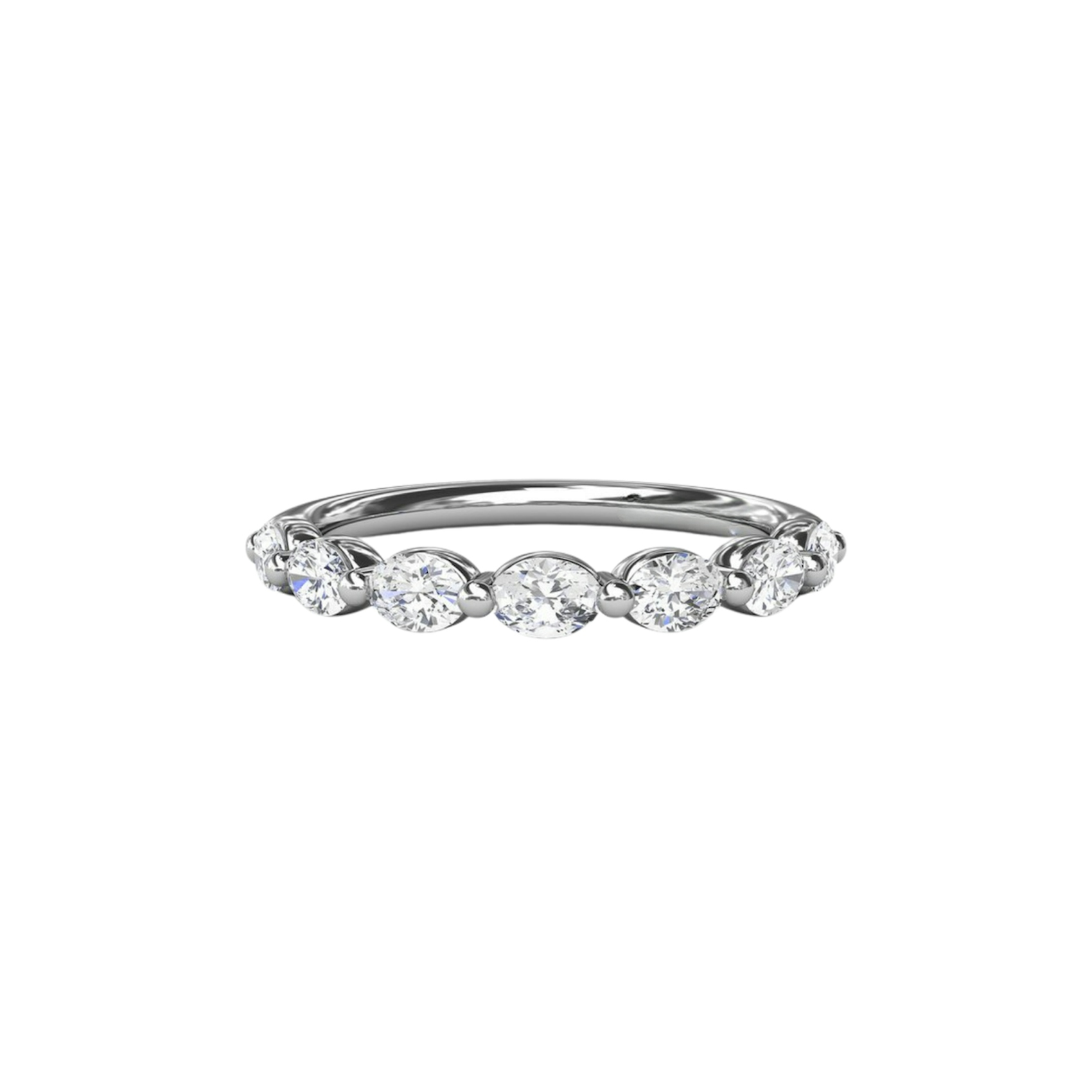 Vertical Oval Diamond Wedding Band W4075