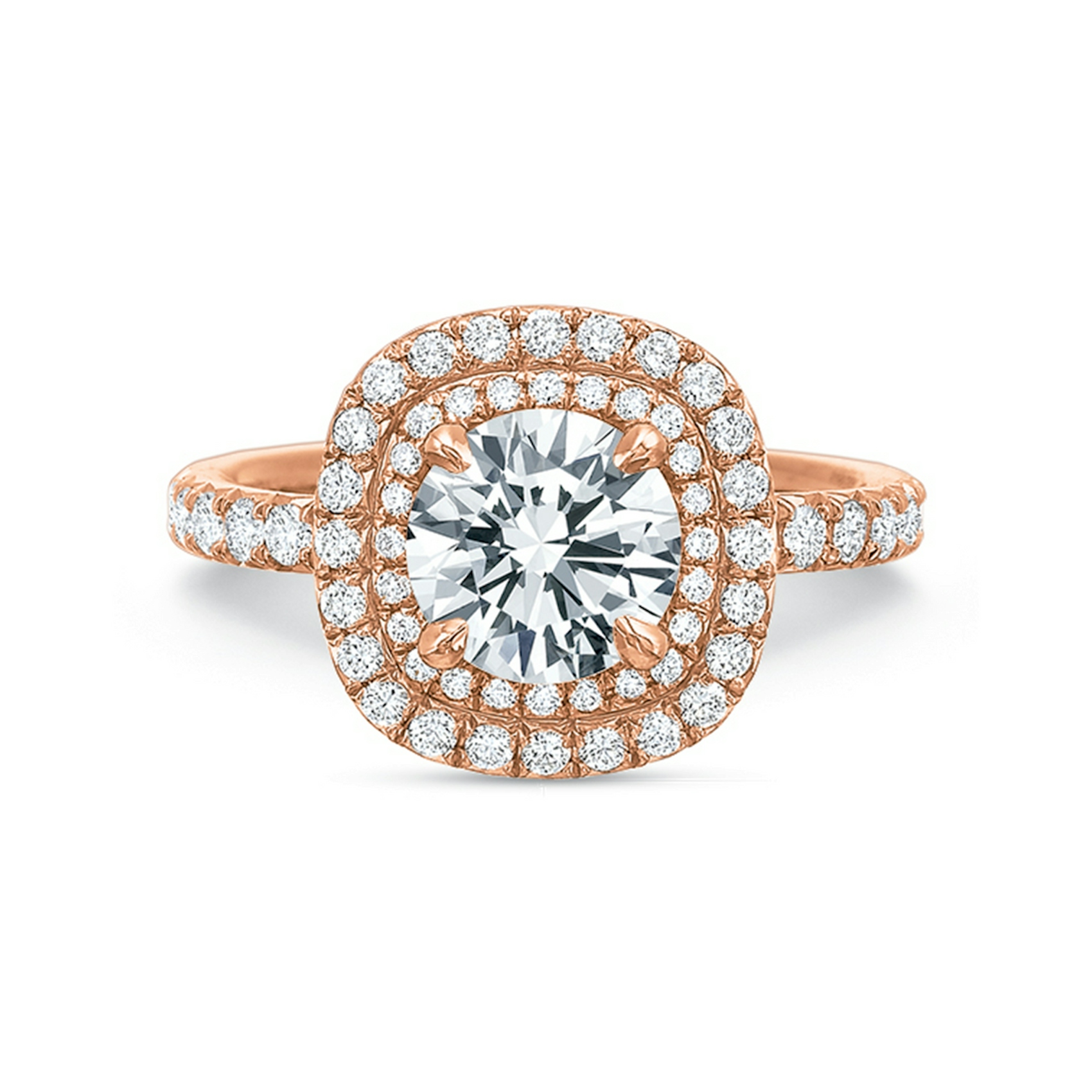 Vertical Rose Gold Halo Semi-Mount Engagement Ring