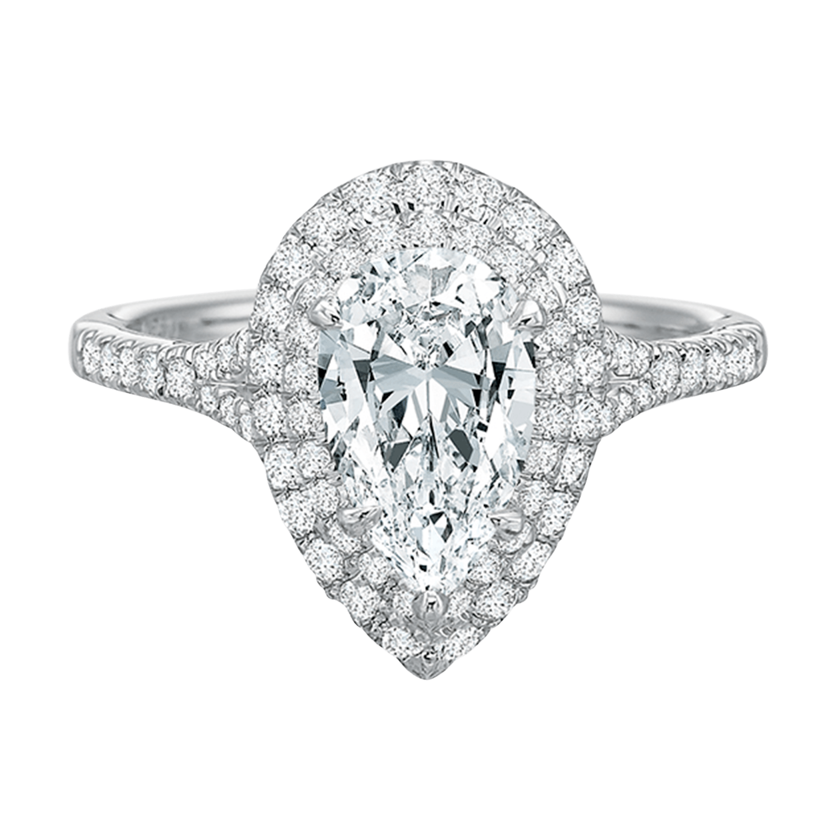 Vertical White Gold Double Halo Semi-Mount Engagement Ring