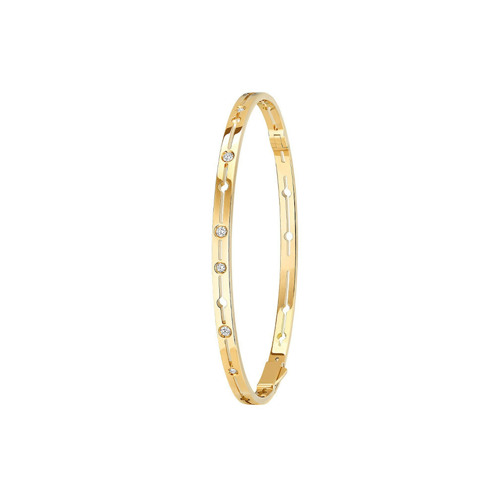 Vertical 18K Yellow Gold Pulse Diamond Bangle