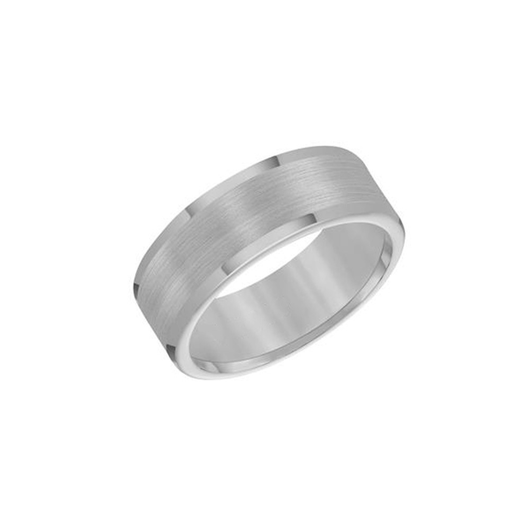 Vertical Grey Tungsten Roll Edge Satin Finish Flat Center Band