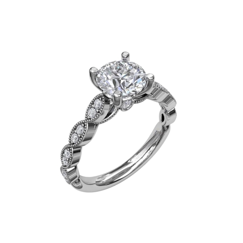 Vertical Vintage Marquise Accent Engagement Ring S3584
