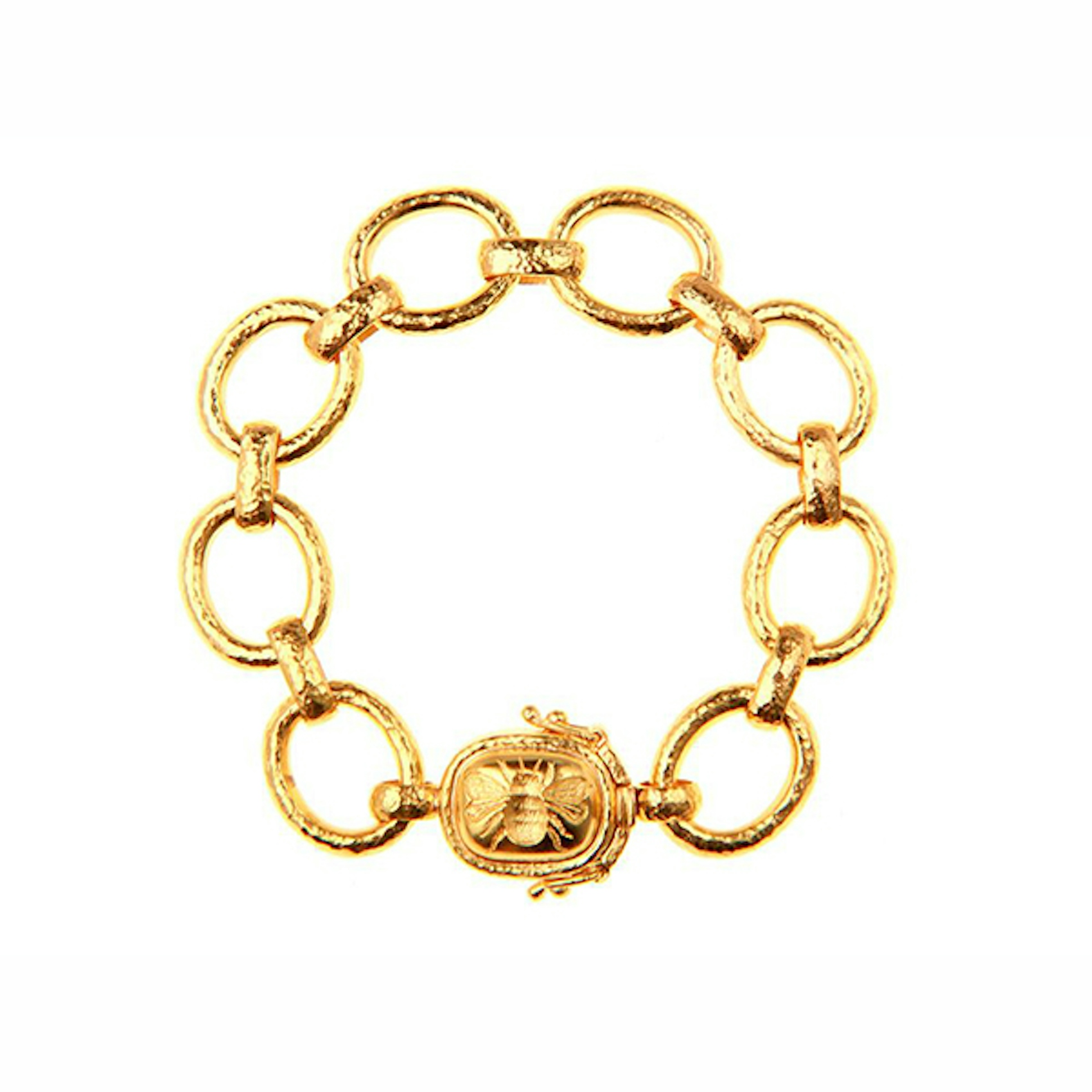 Vertical Smooth Link Bracelet With "Fat Bee" Clasp
