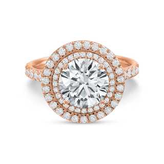 Vertical Rose Gold Halo Semi-Mount Engagement Ring