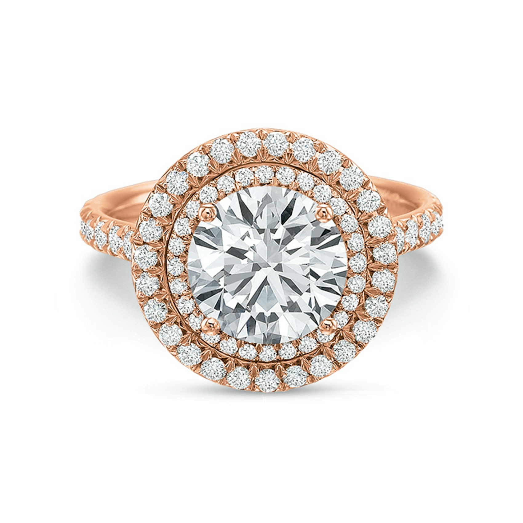 Vertical Rose Gold Halo Semi-Mount Engagement Ring