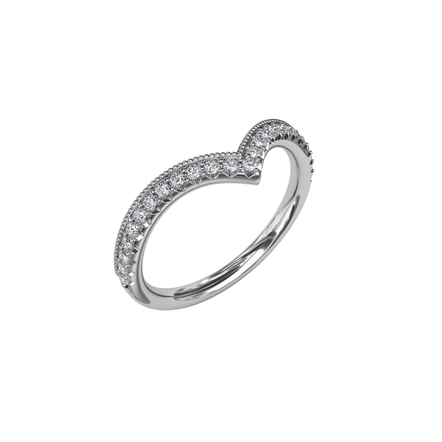 Vertical The 1916 Company Collection French Pave Chevron Diamond Band with Milgrain Edging W7313