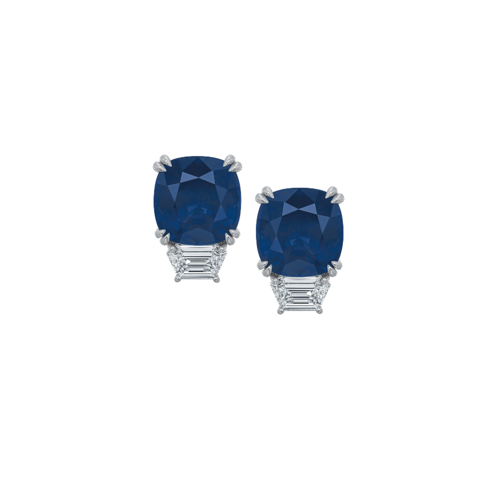 Vertical Sapphire & Cushion-Cut Diamond Earrings