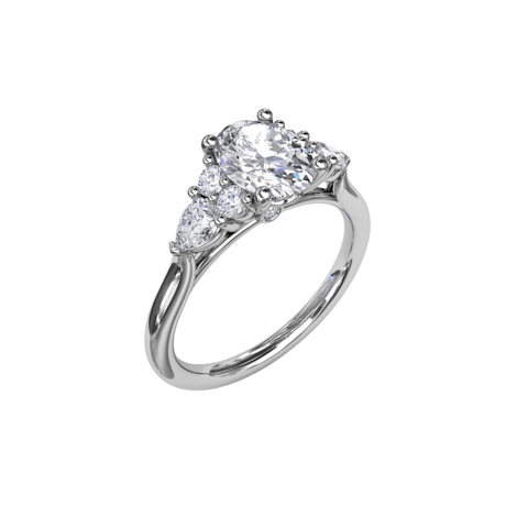 Vertical Pear Side Cluster Diamond Engagement Ring S4168