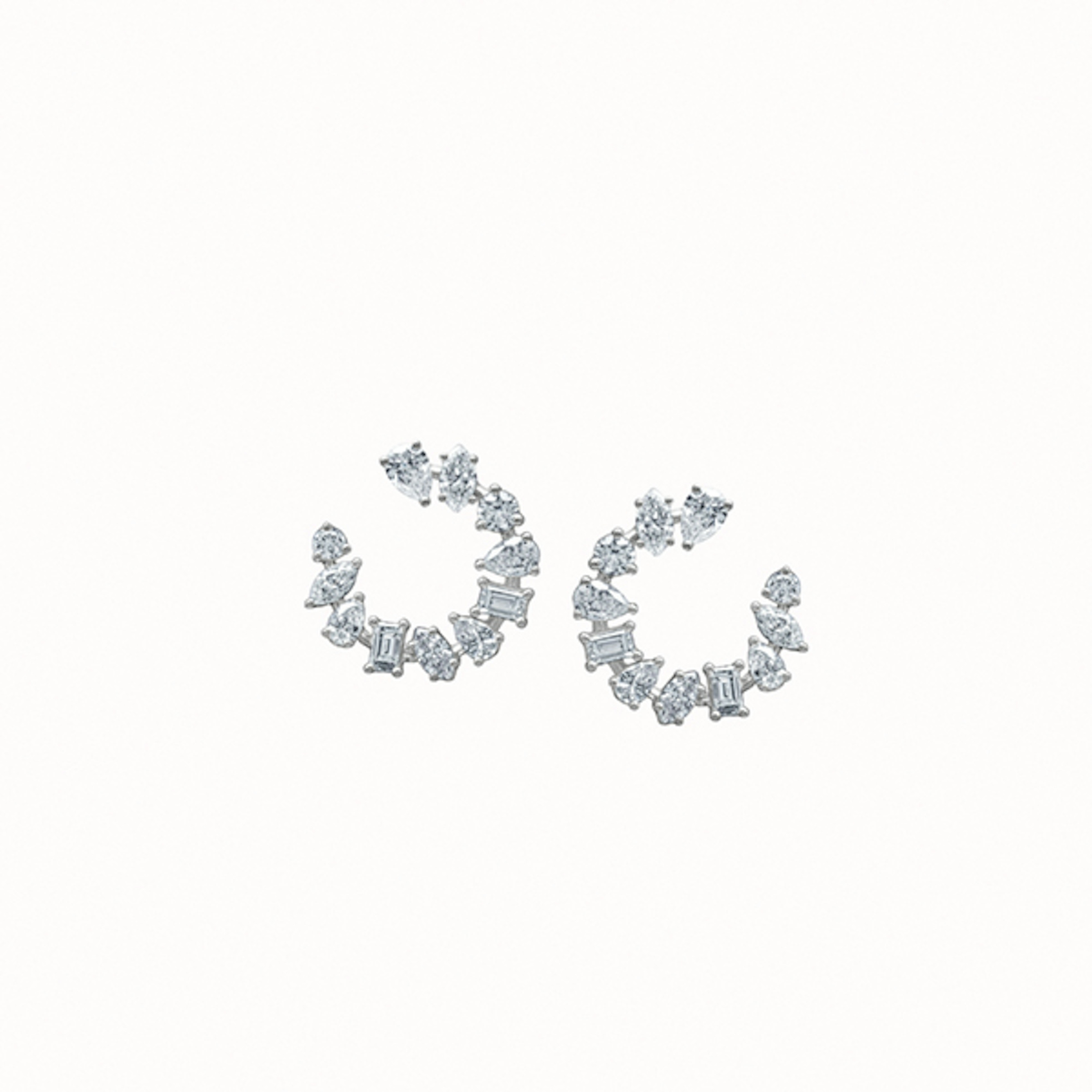 Vertical Multi-Shaped Diamond Hoop Earrings
