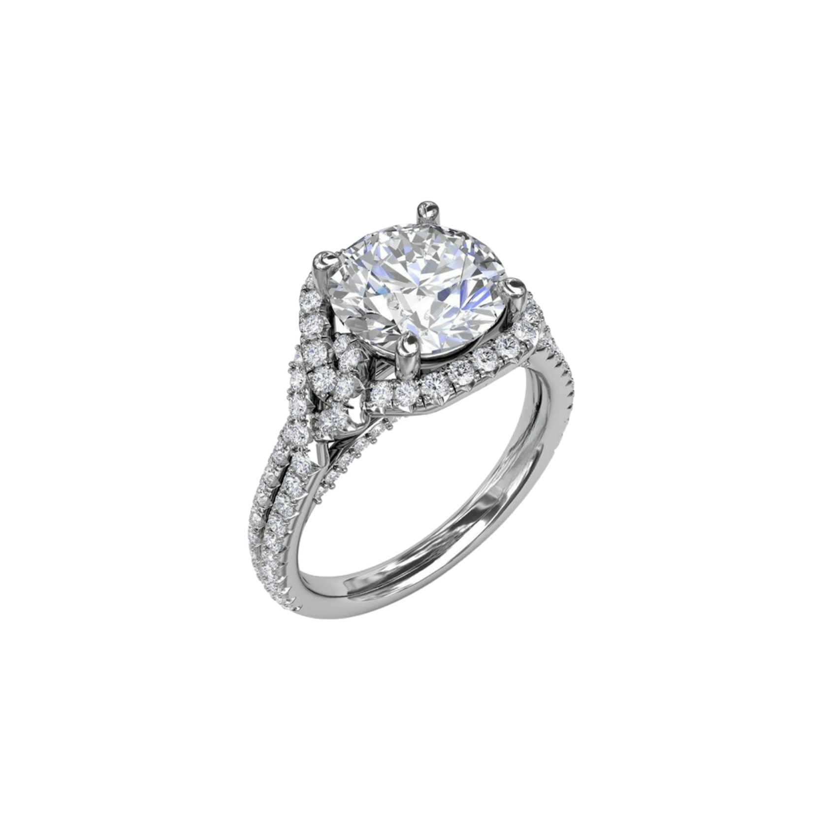 Vertical Contemporary Round Diamond Halo Engagement Ring With Couture Details S3268