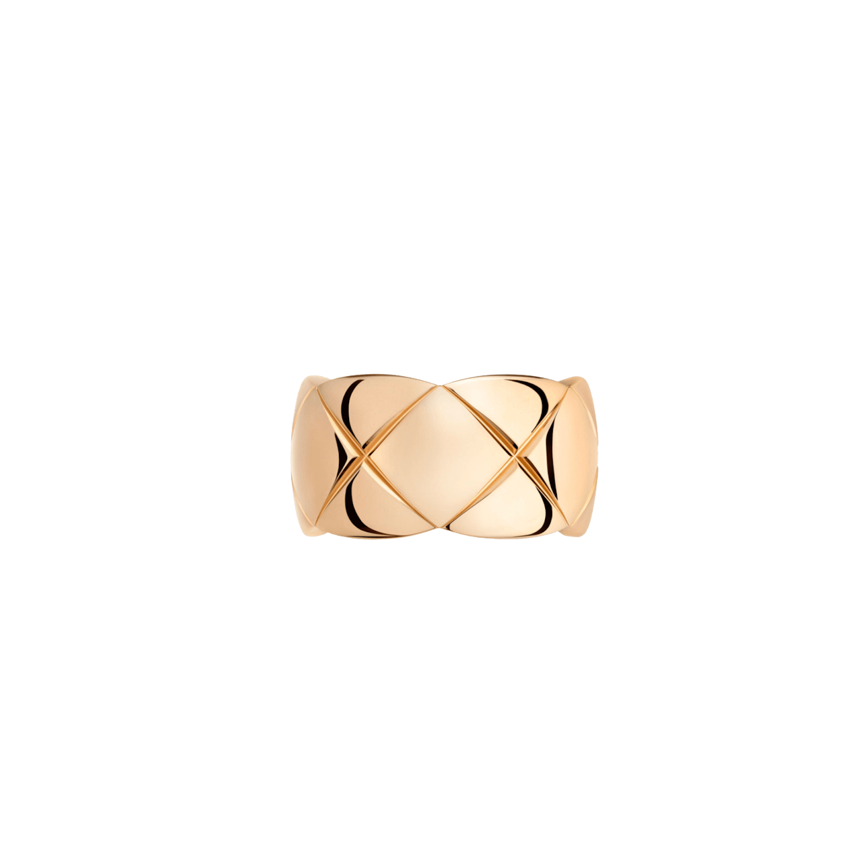 Vertical 18K Beige Gold Coco Crush Quilted Large Ring