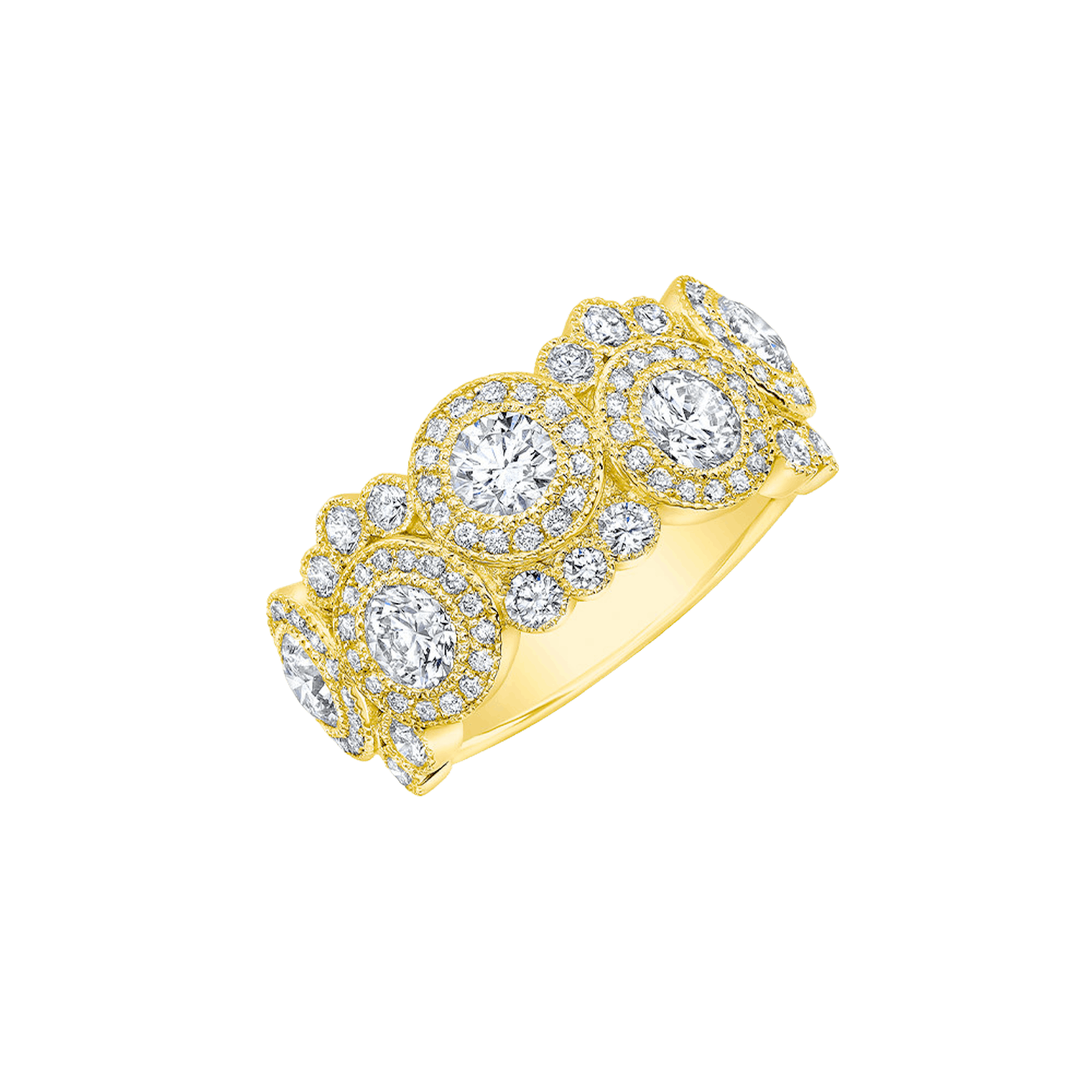 Vertical 18K Yellow Gold Diamond Band