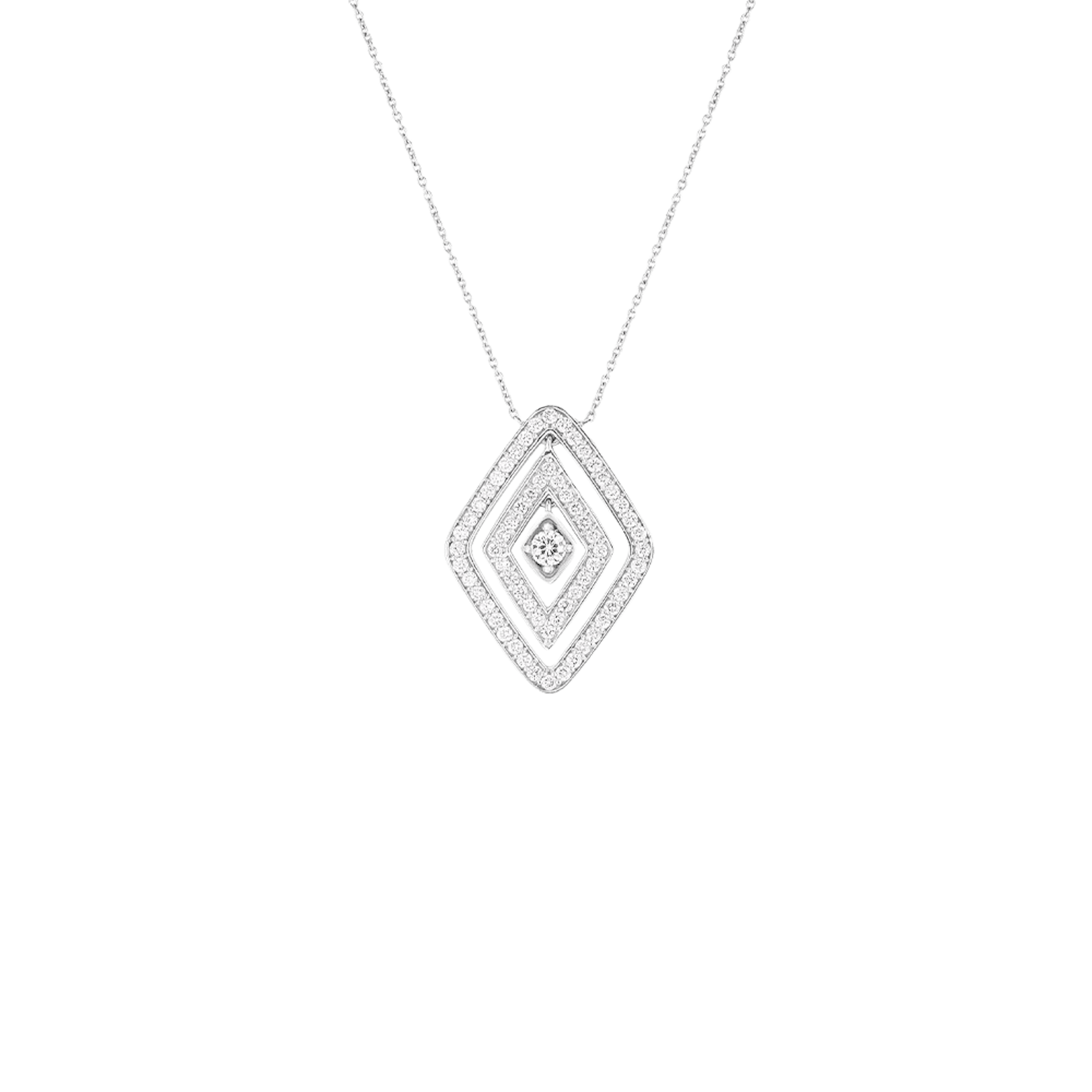 Vertical 18K White Gold Diamante Diamond Necklace