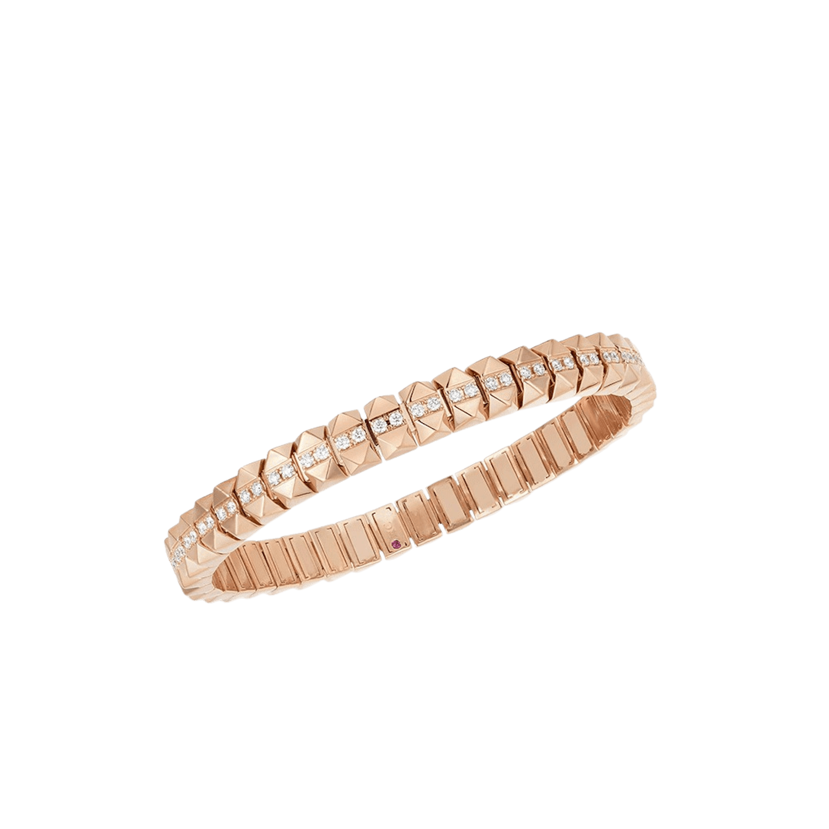 Vertical 18K Rose Gold Obelisco Diamond Flexible Bangle