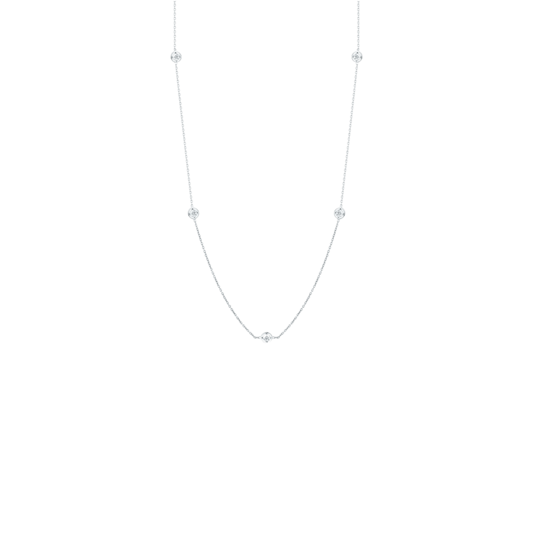 Vertical 18K White Gold Diamonds By The Inch Diamond 7 Station Necklace