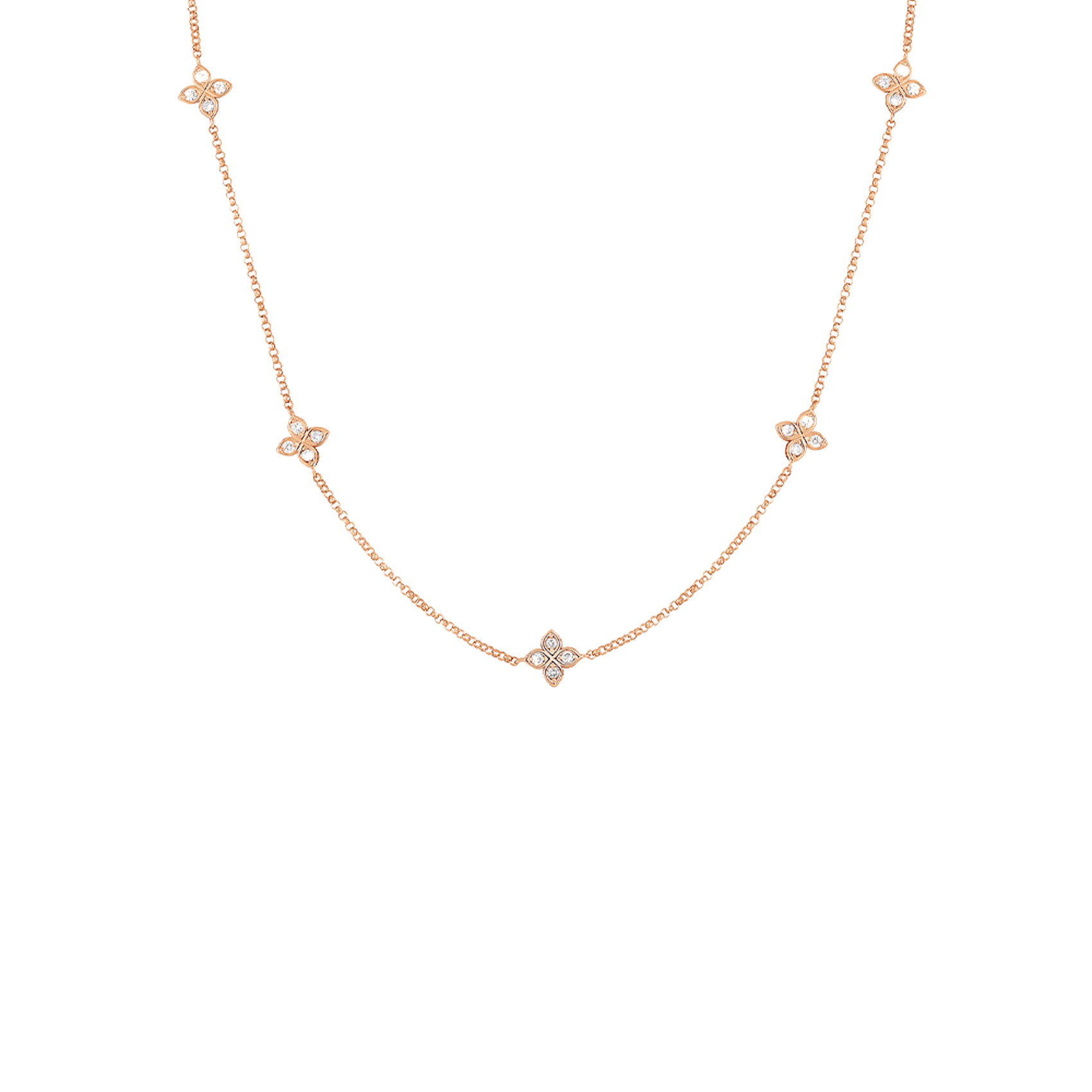 Vertical 18K Rose Gold Diamonds By The Inch 5 Station Necklace