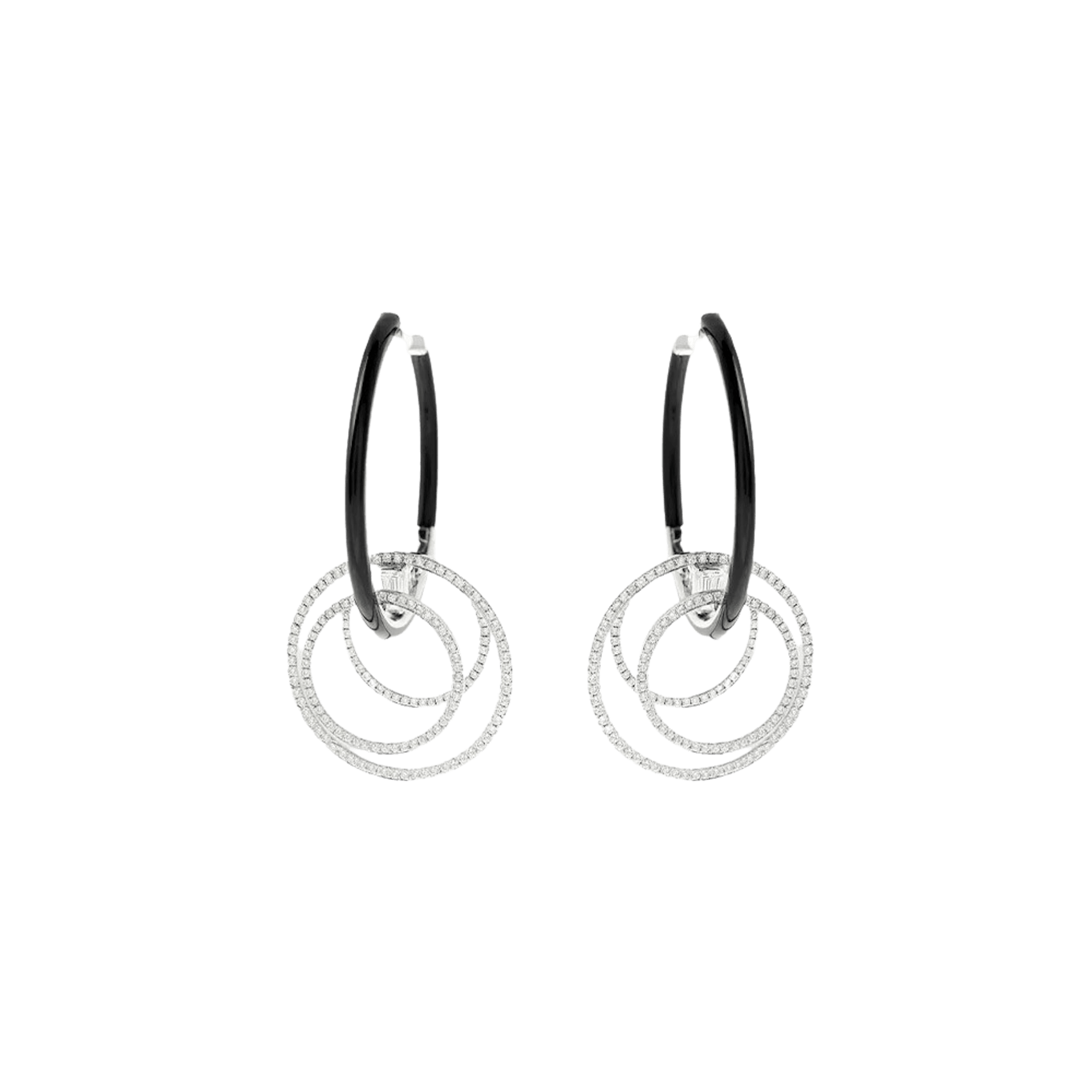 Vertical 18K White Gold Oui Diamond Hoop Earrings