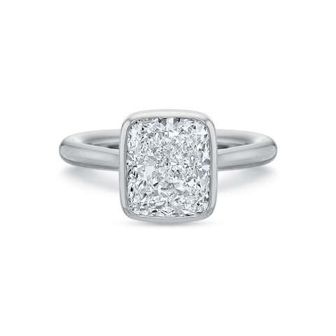 Vertical White Gold Diamond Bezel Semi-Mount Engagement Ring