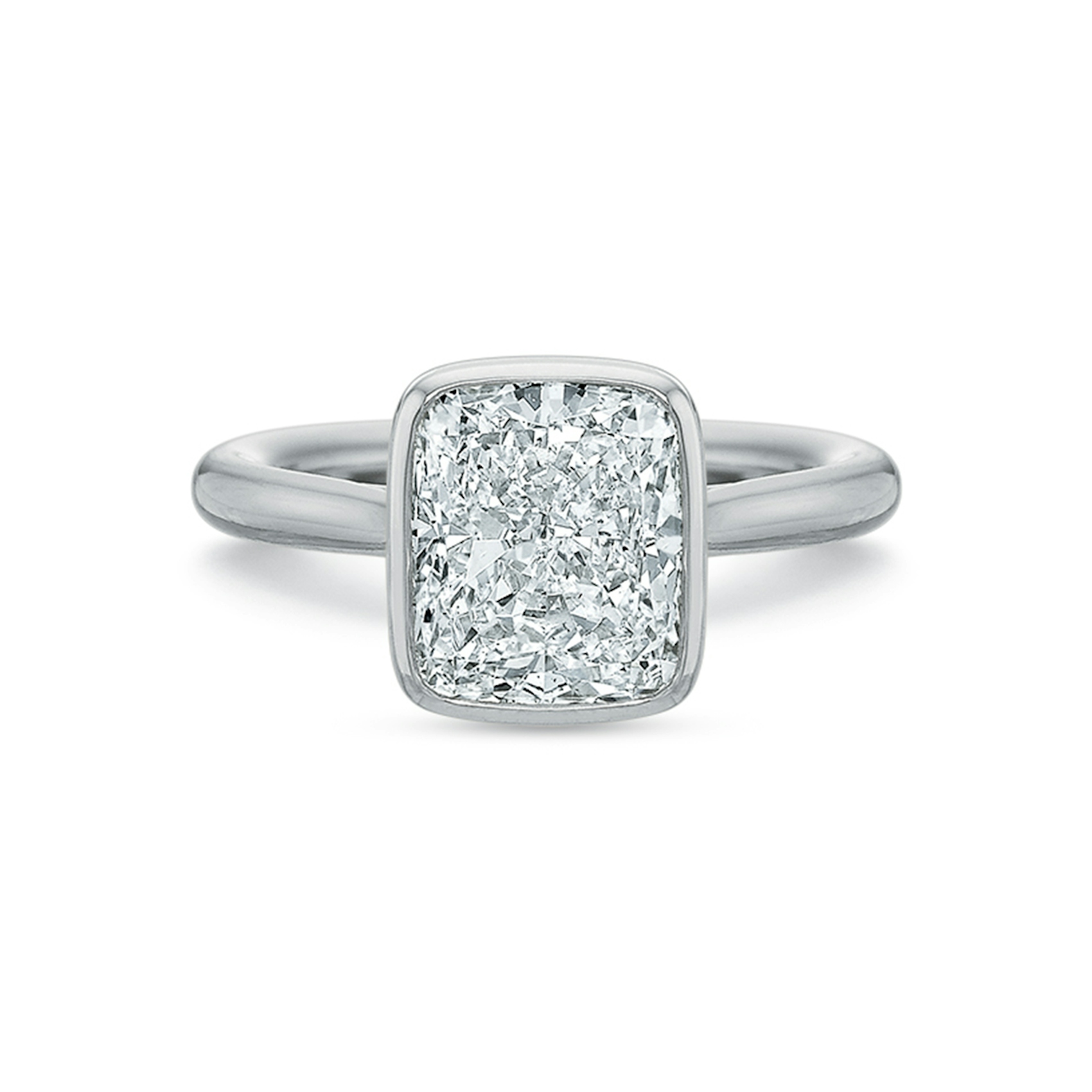 Vertical White Gold Diamond Bezel Semi-Mount Engagement Ring